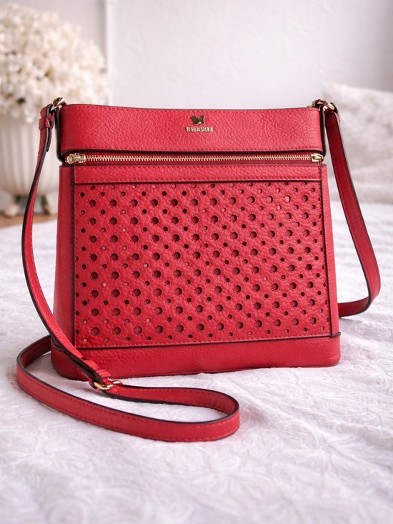 kate spade Handbags - Kate Spade Red Crossbody Bag Pebbled Leather Perforated Front Zip
